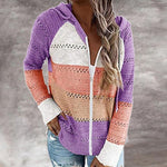 Cargar imagen en el visor de la galería, Casual Hollow Out Full-Zip Hoodie Sweater
