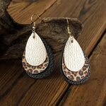 Cargar imagen en el visor de la galería, 3 Layered Leopard Leather Earrings
