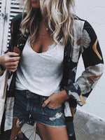 Cargar imagen en el visor de la galería, Casual Snap Front Floral Print Cardigan
