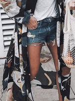 Cargar imagen en el visor de la galería, Casual Snap Front Floral Print Cardigan
