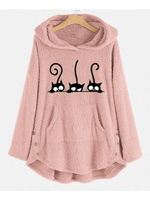 Cargar imagen en el visor de la galería, Cat Embroidered Fleece Loose Hooded Sweatshirt
