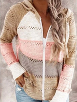 Cargar imagen en el visor de la galería, Casual Hollow Out Full-Zip Hoodie Sweater
