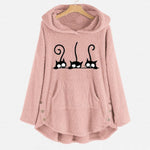 Cargar imagen en el visor de la galería, Cat Embroidered Fleece Loose Hooded Sweatshirt
