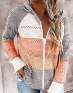 Cargar imagen en el visor de la galería, Casual Hollow Out Full-Zip Hoodie Sweater
