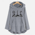 Cargar imagen en el visor de la galería, Cat Embroidered Fleece Loose Hooded Sweatshirt

