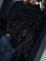 Load image into Gallery viewer, Band Collar Decorative Lace Lace Plain Blouses  | ZDT
