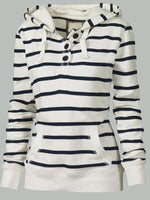 Cargar imagen en el visor de la galería, Autumn and winter plus size hooded striped sweatshirt
