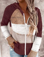 Cargar imagen en el visor de la galería, Casual Hollow Out Full-Zip Hoodie Sweater
