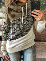Cargar imagen en el visor de la galería, Army Green Casual Cotton-Blend Hoodie Color-Block Sweatshirt
