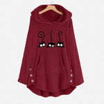 Cargar imagen en el visor de la galería, Cat Embroidered Fleece Loose Hooded Sweatshirt
