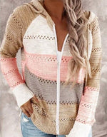 Cargar imagen en el visor de la galería, Casual Hollow Out Full-Zip Hoodie Sweater
