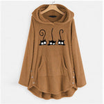 Cargar imagen en el visor de la galería, Cat Embroidered Fleece Loose Hooded Sweatshirt
