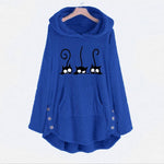 Cargar imagen en el visor de la galería, Cat Embroidered Fleece Loose Hooded Sweatshirt

