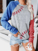 Cargar imagen en el visor de la galería, Baseball Lace One The Side Colorblock Women's Sweatshirt

