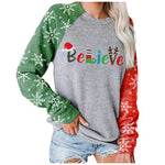 Cargar imagen en el visor de la galería, Believe Christmas print contrast sweatshirt
