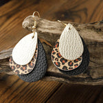 Cargar imagen en el visor de la galería, 3 Layered Leopard Leather Earrings
