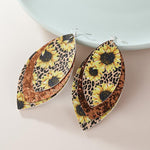 Cargar imagen en el visor de la galería, 3 Layered Sunflower and Leopard/stripe Leather Earrings
