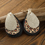 Cargar imagen en el visor de la galería, 3 Layered Leopard Leather Earrings
