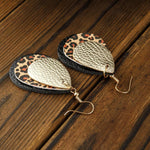 Cargar imagen en el visor de la galería, 3 Layered Leopard Leather Earrings
